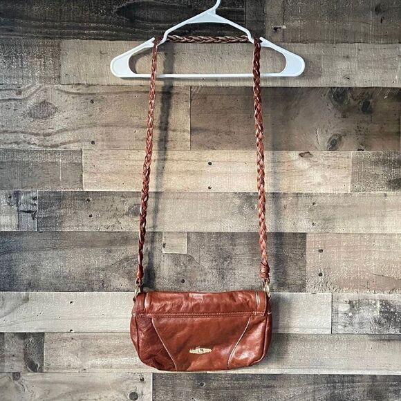 Elliot Lucca Brown Genuine Leather Purse, Brown Braided Strap - Picture 3 of 12